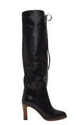 Black Leather Mid-heel Boot Gucci