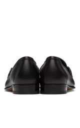 Black Leather Sylvie Chain Loafers Gucci