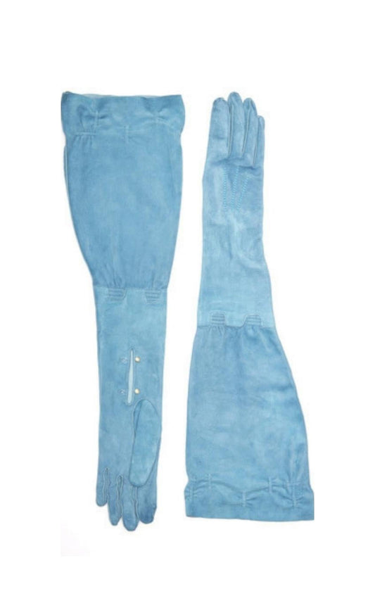 Blue Suede Gloves with Giglio Gucci