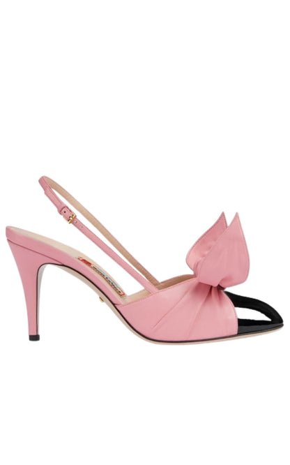 Gucci Bow-Embellished Leather Slingback Pumps - Runway Catalog