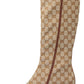 Ellis GG-Monogram Canvas Knee-High Boots Gucci