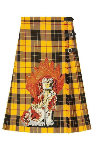 Gucci Embroidered Tartan Wool Skirt