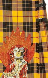 Gucci Embroidered Tartan Wool Skirt