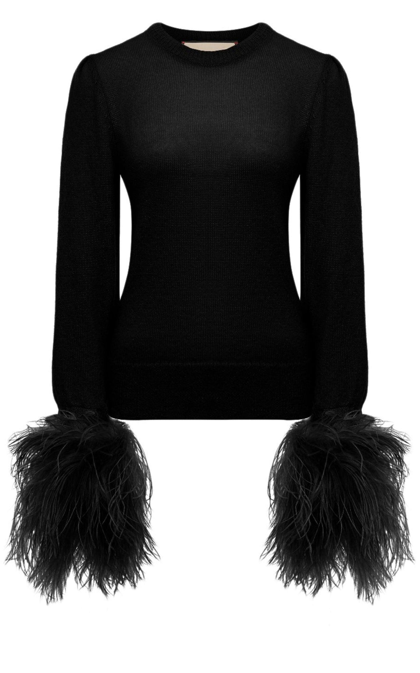 Feather Cuff Crew Sweater Gucci