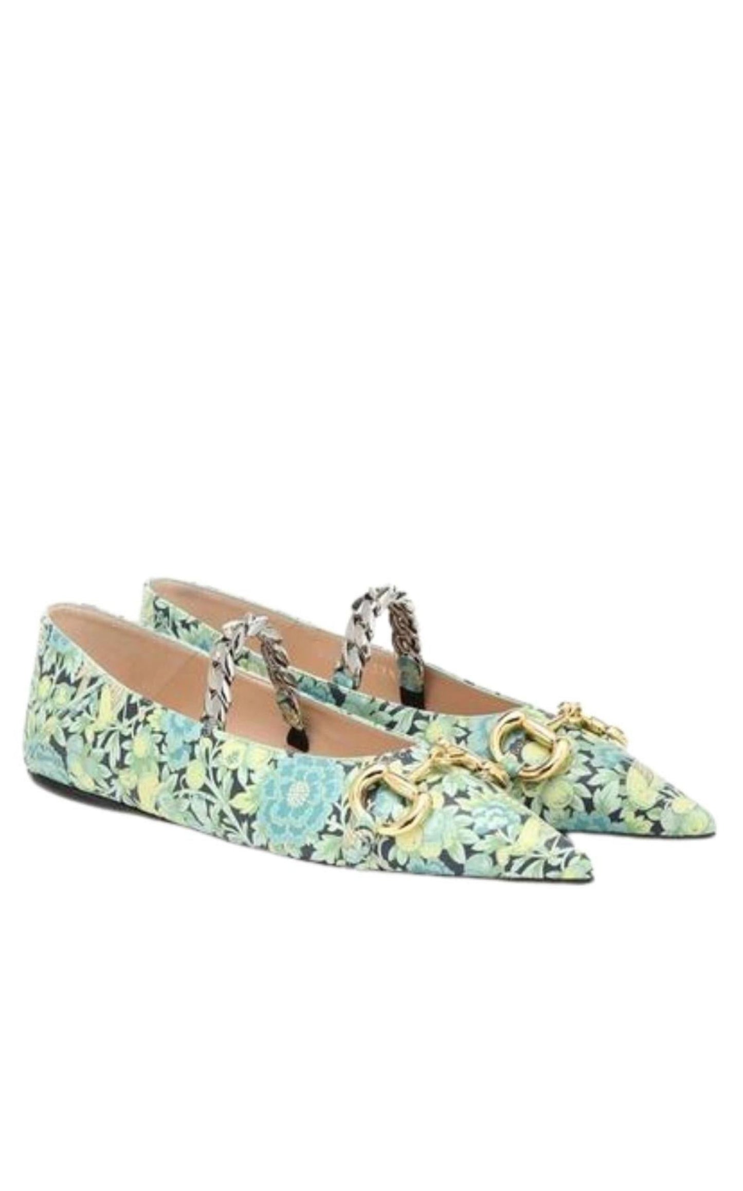 Floral Horsebit Ballerina Shoes Gucci