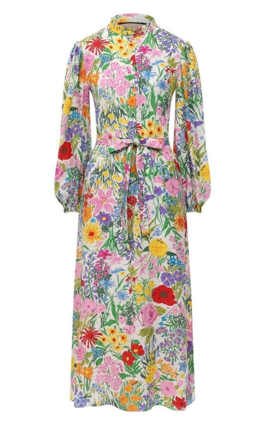 Floral-Print Silk Dress Gucci