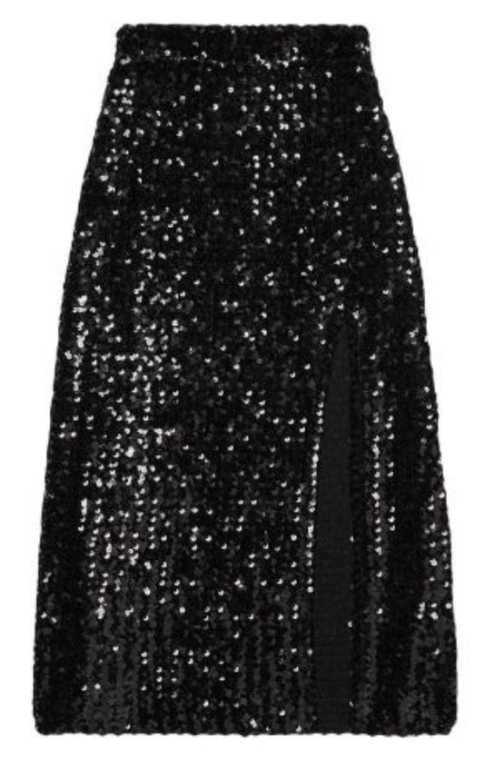 Gucci Front Slit Sequin Embroidered Skirt