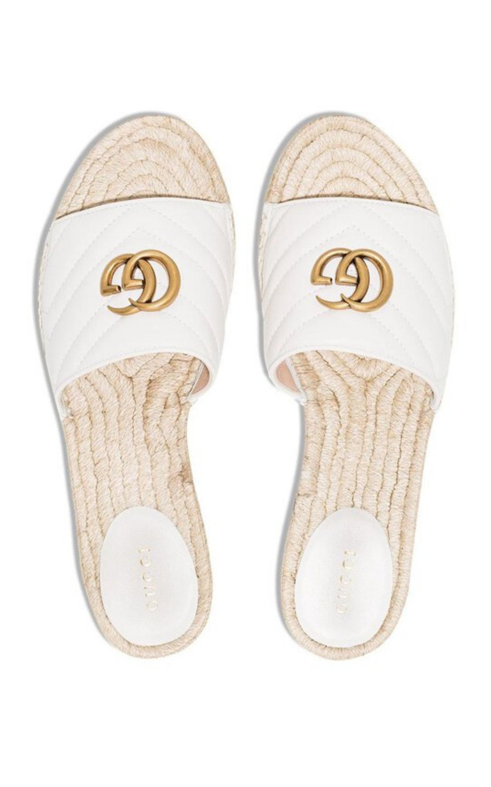 Gg Logo Quilted Leather Espadrilles Gucci