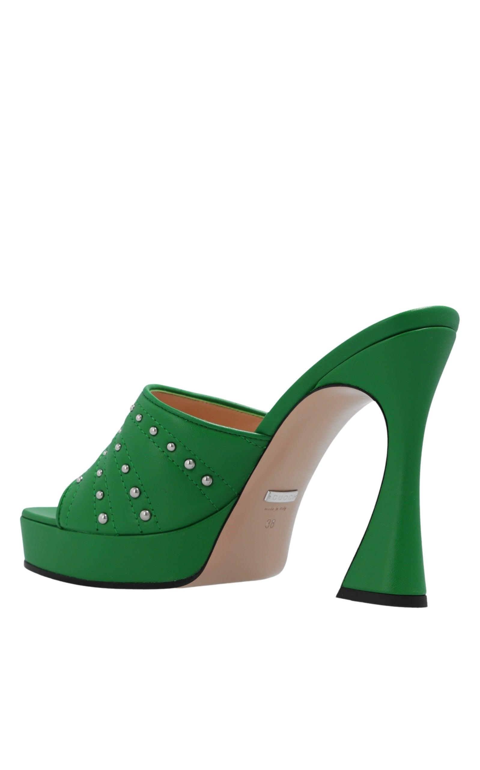 Gucci Green Embellishment Mules - Runway Catalog