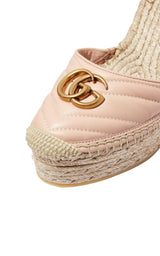 Leather Matelassé Platform Espadrilles Gucci