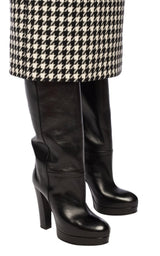 Leather Platform Knee High Boots Gucci