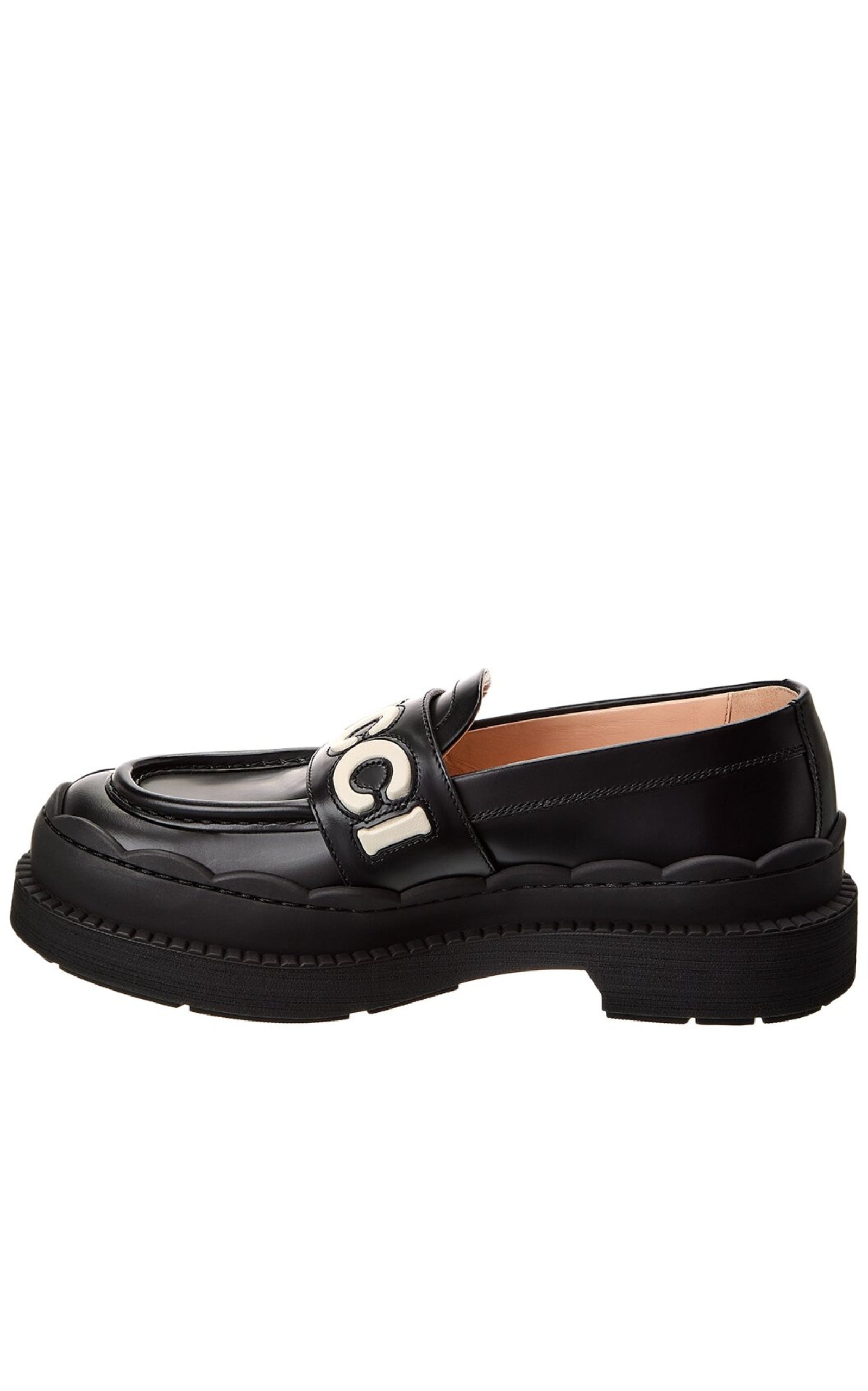 Logo Applique Leather Loafer Gucci