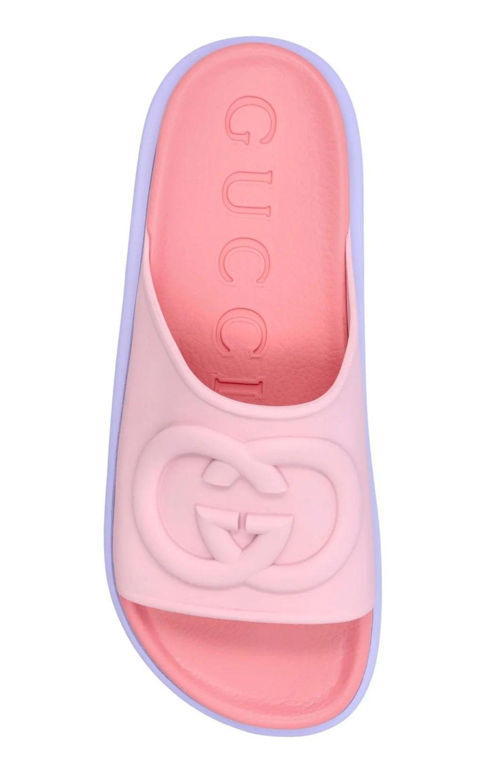 Gucci Miami GG-Embossed Pink Rubber Slides - Runway Catalog