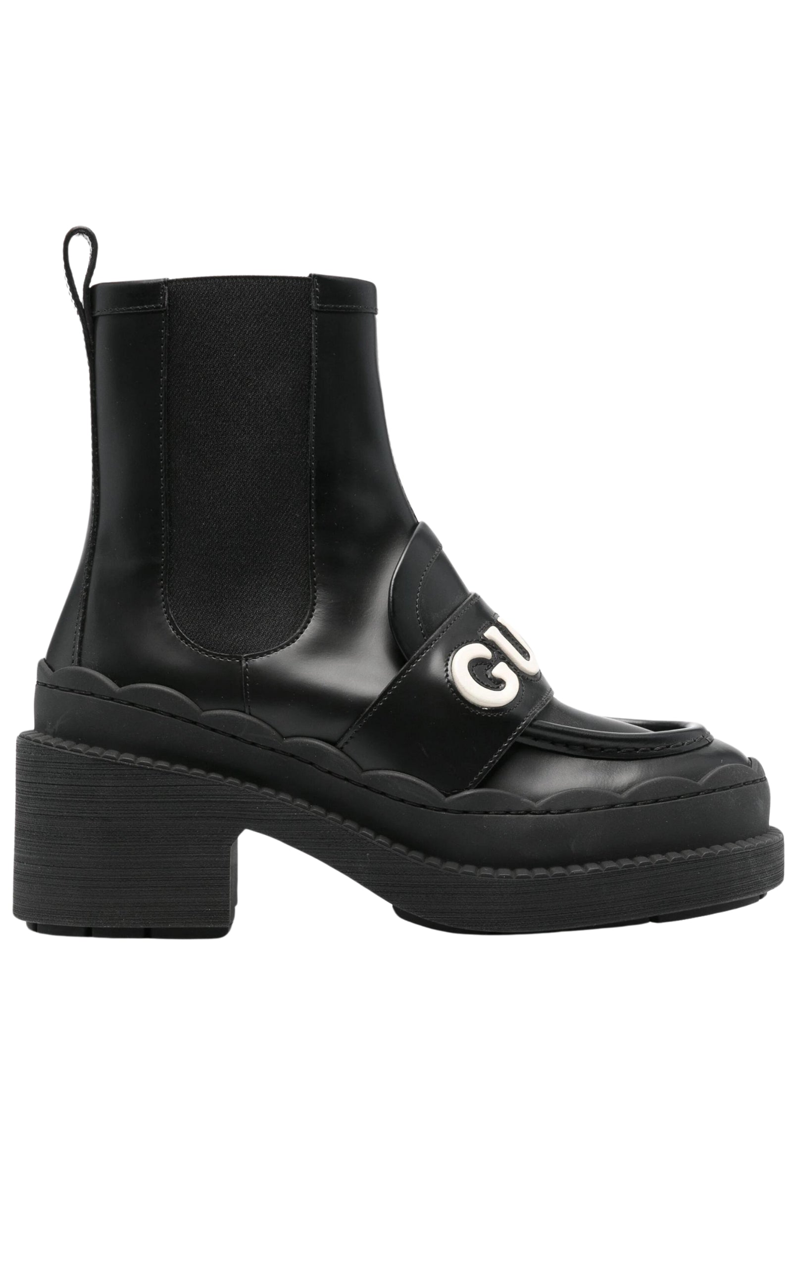 Ornella Logo Applique Leather Ankle Boots Gucci