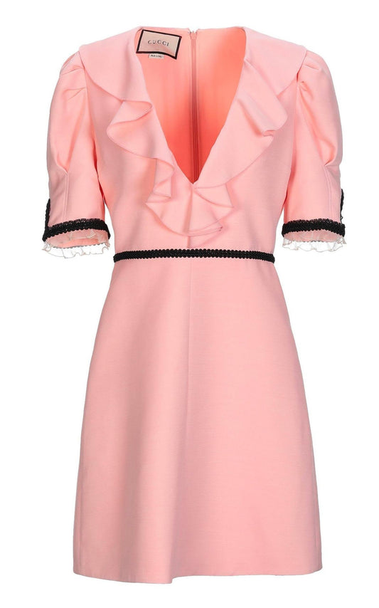 Pink Crepe Silk Wool Cocktail Dress Gucci