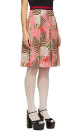 Pink Floral Pleated Mini Skirt Gucci