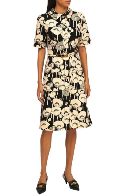 Poppy Flowers Print Jersey Dress Gucci