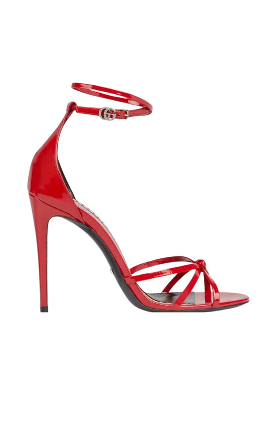 Gucci Red Patent Leather Sandals Double G Ankle Strap