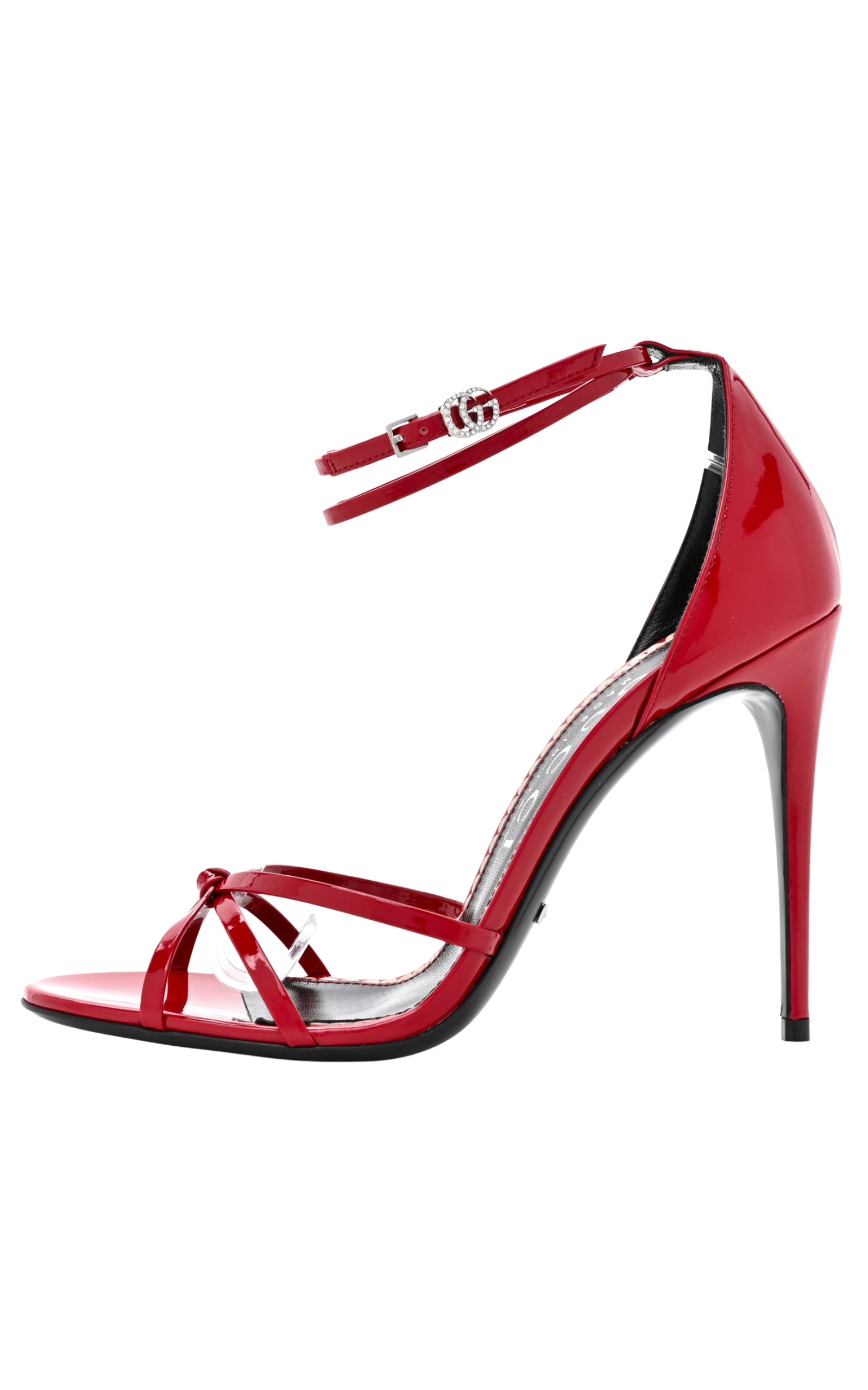 Gucci Red Patent Leather Sandals Double G Ankle Strap