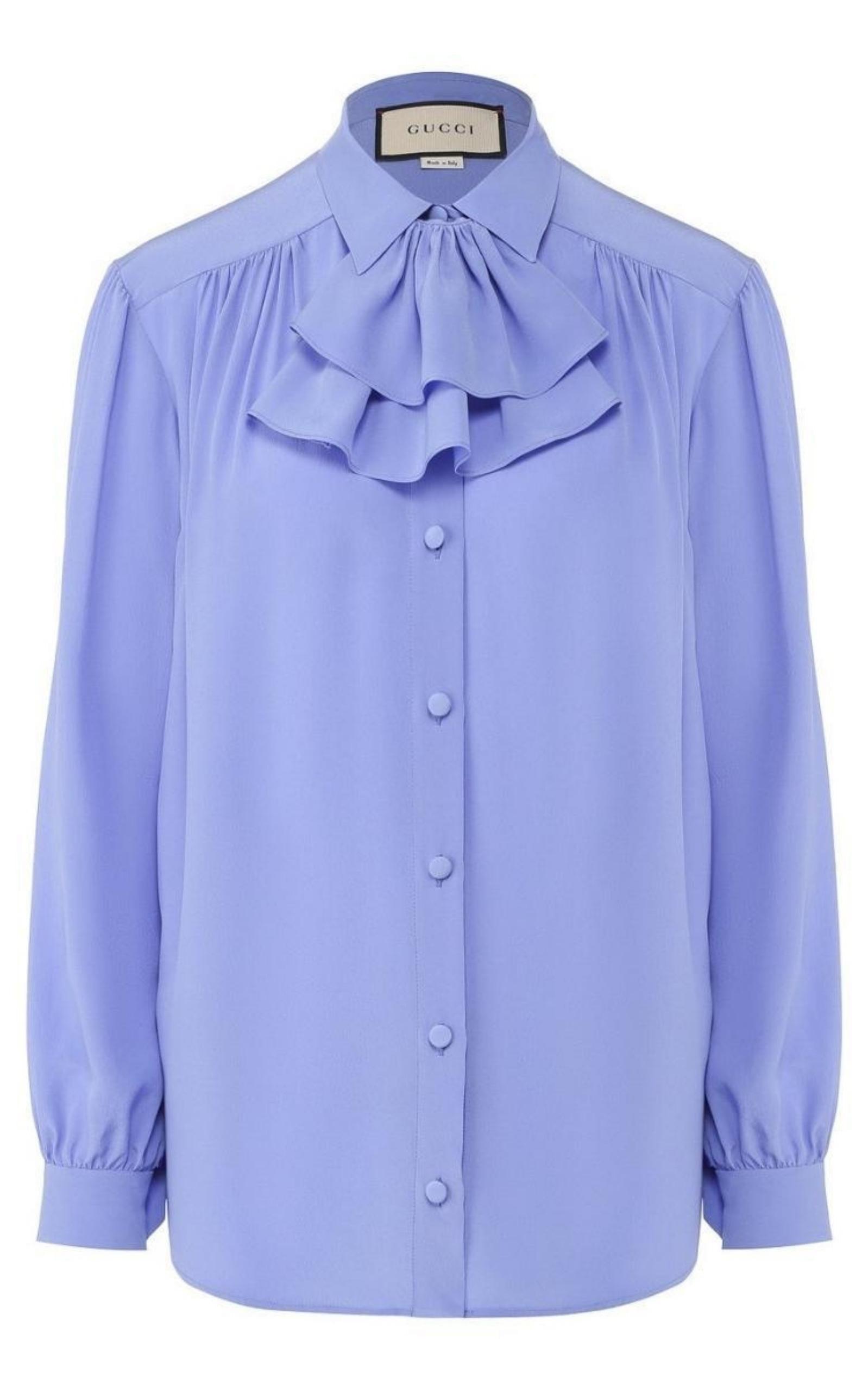 Ruffle-neck Silk Blouse Gucci