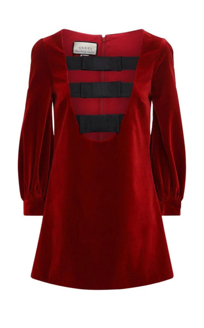 Stretch Cotton-Velvet Mini Dress Gucci