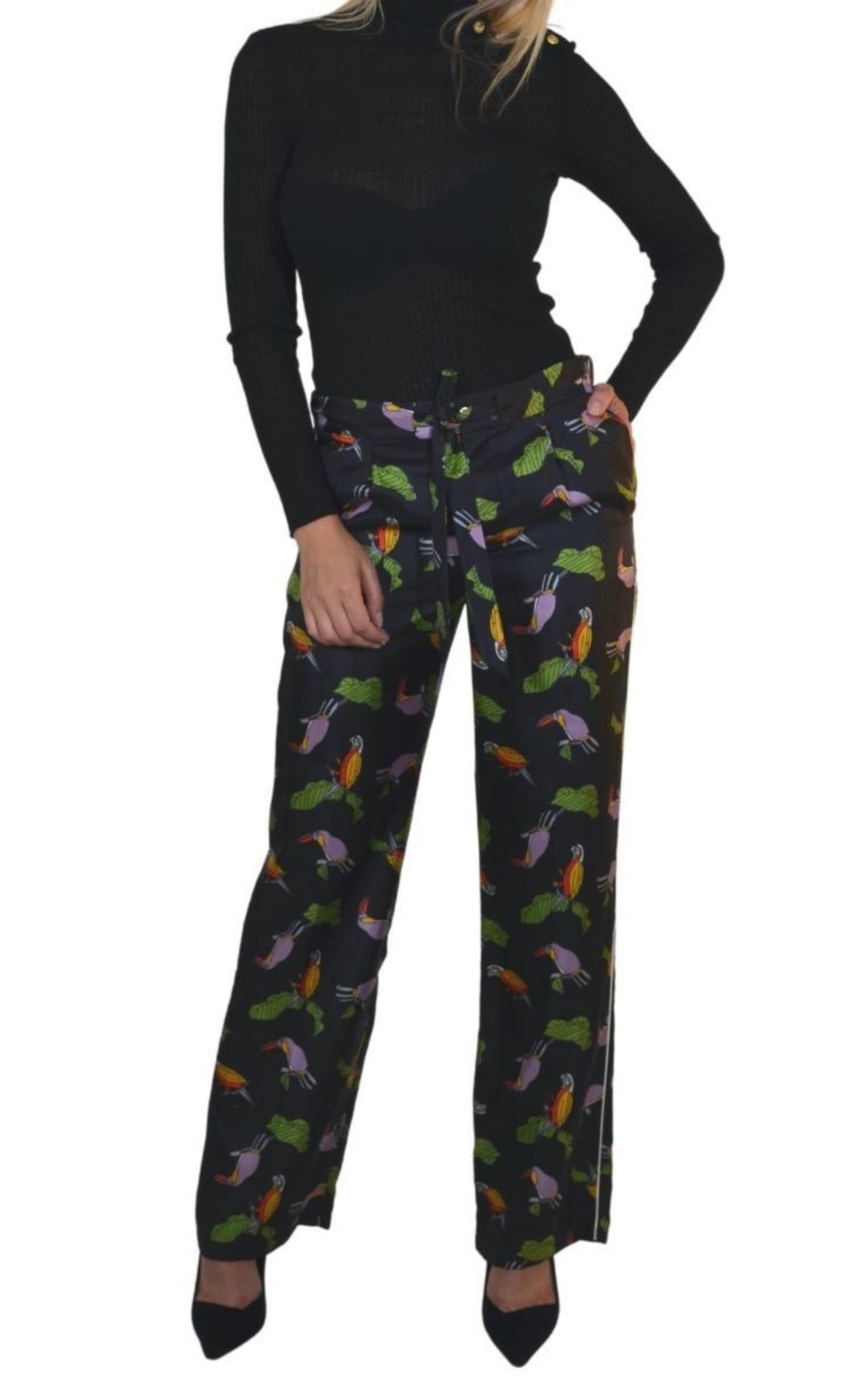 Toucan Print Pyjama Silk Pants Gucci