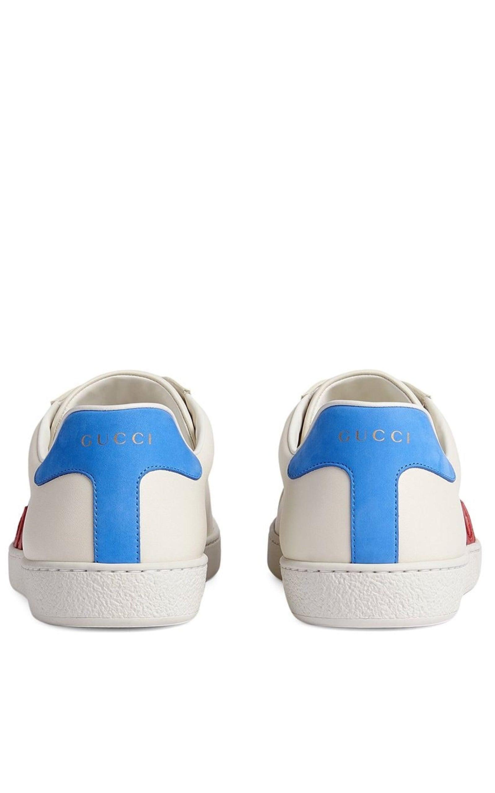 White GG Ace Leather Sneakers Gucci