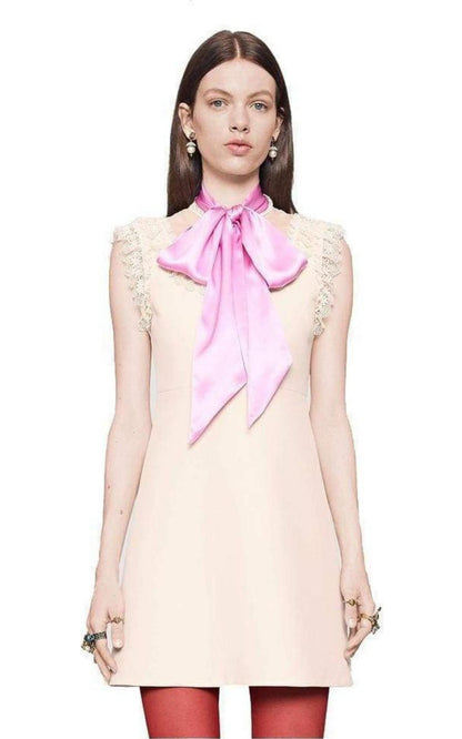 Wool & Silk Blend Mini Dress with Pussycat Bow Gucci