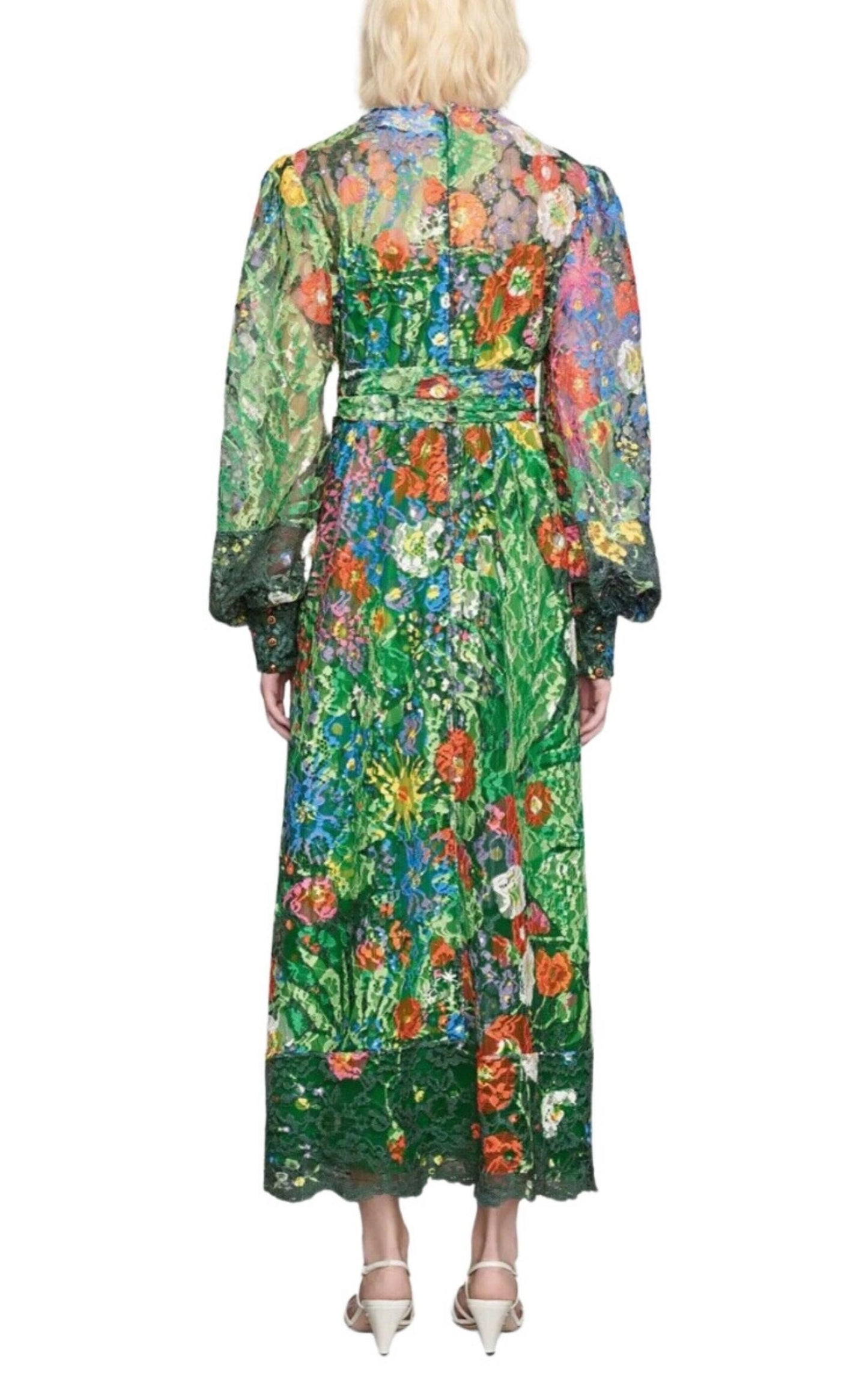 x Ken Scott Floral Print Lace Dress Gucci