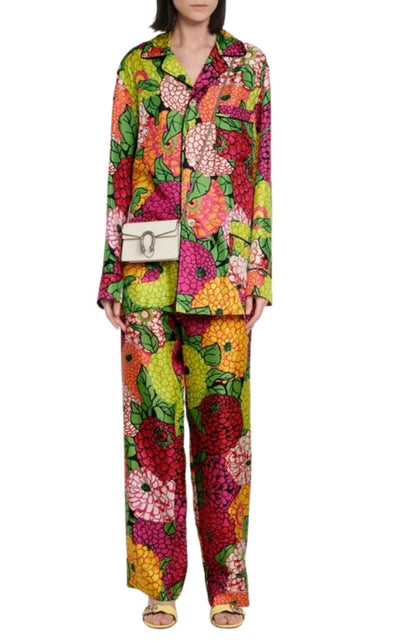 x Ken Scott Floral Silk Straight Pants Gucci