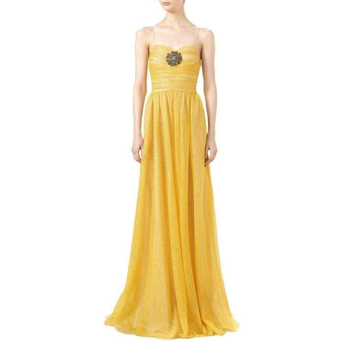 Gucci Yellow Glitter Tulle Gown