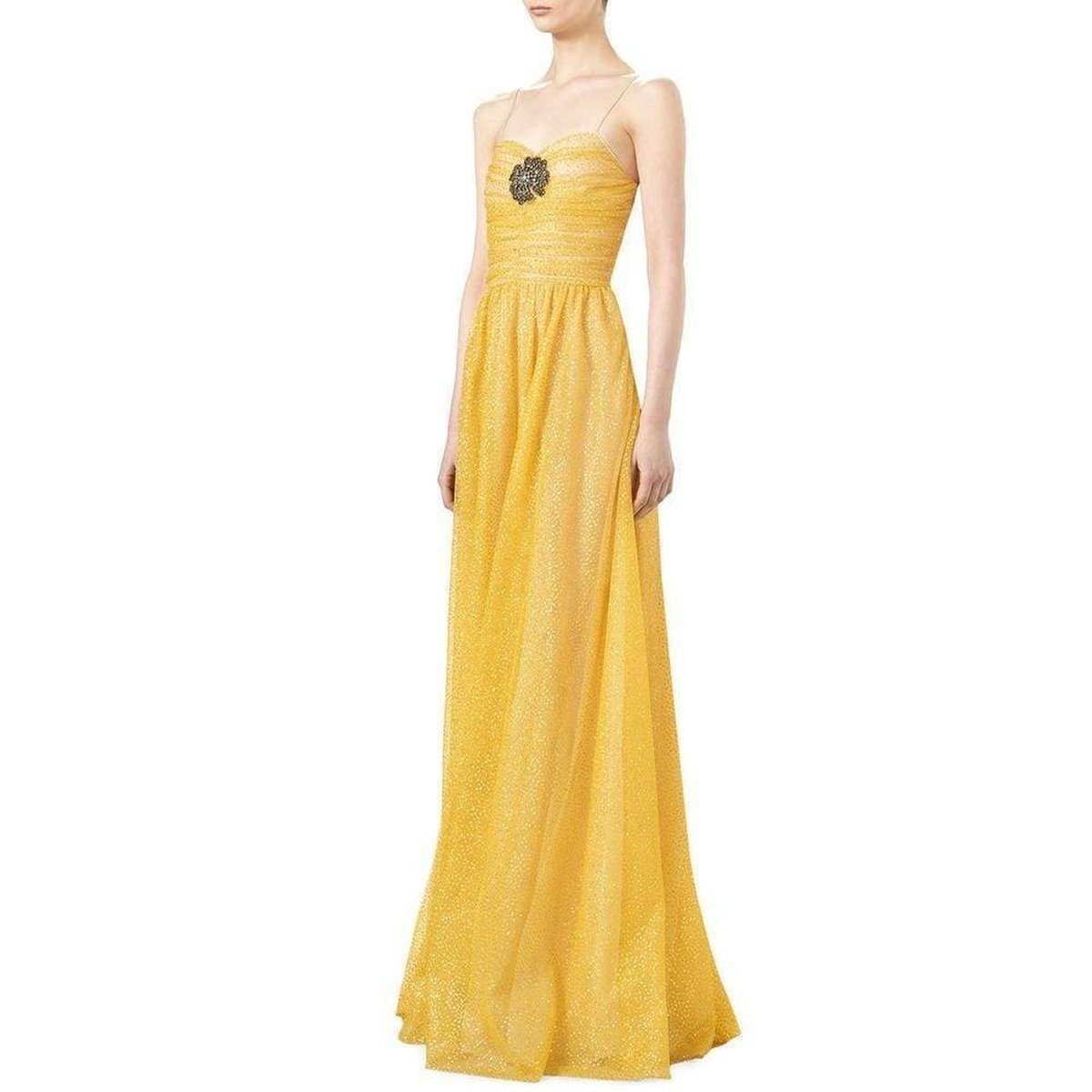 Gucci Yellow Glitter Tulle Gown