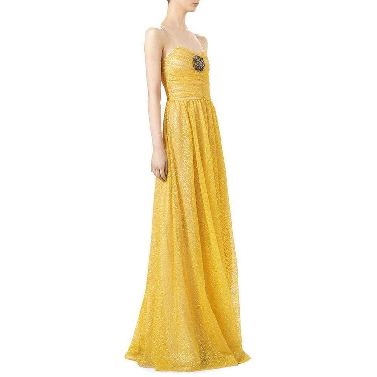 Gucci Yellow Glitter Tulle Gown