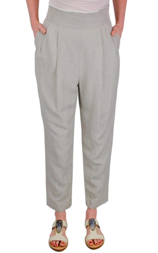 Grey Silk-linen blend Pleated Pants Heros