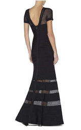 Gweneth Multi Stitch Crochet Detail Gown Herve Leger