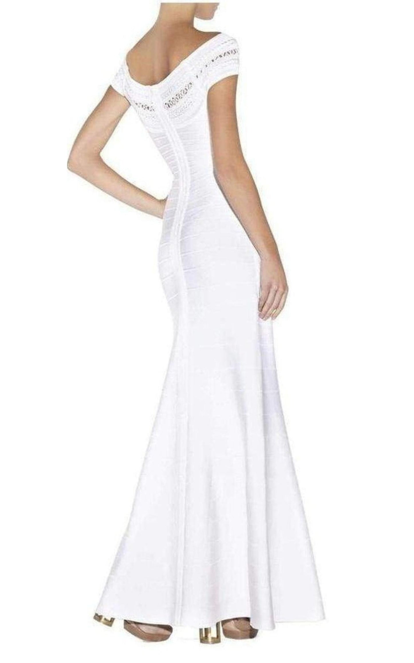 Sophia Braided Ottoman Crochet Gown Herve Leger