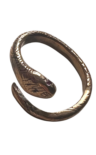 Ruby Snake Ring Bronze Adjustable J Dauphin