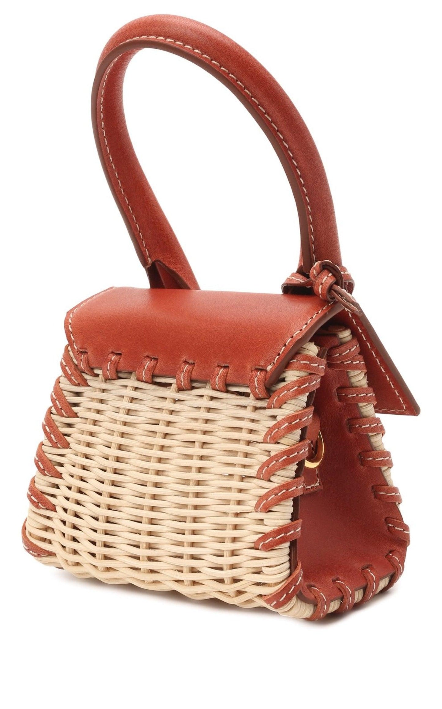 Leather and Rattan Chiquito Mini-Bag in Brown Jacquemus