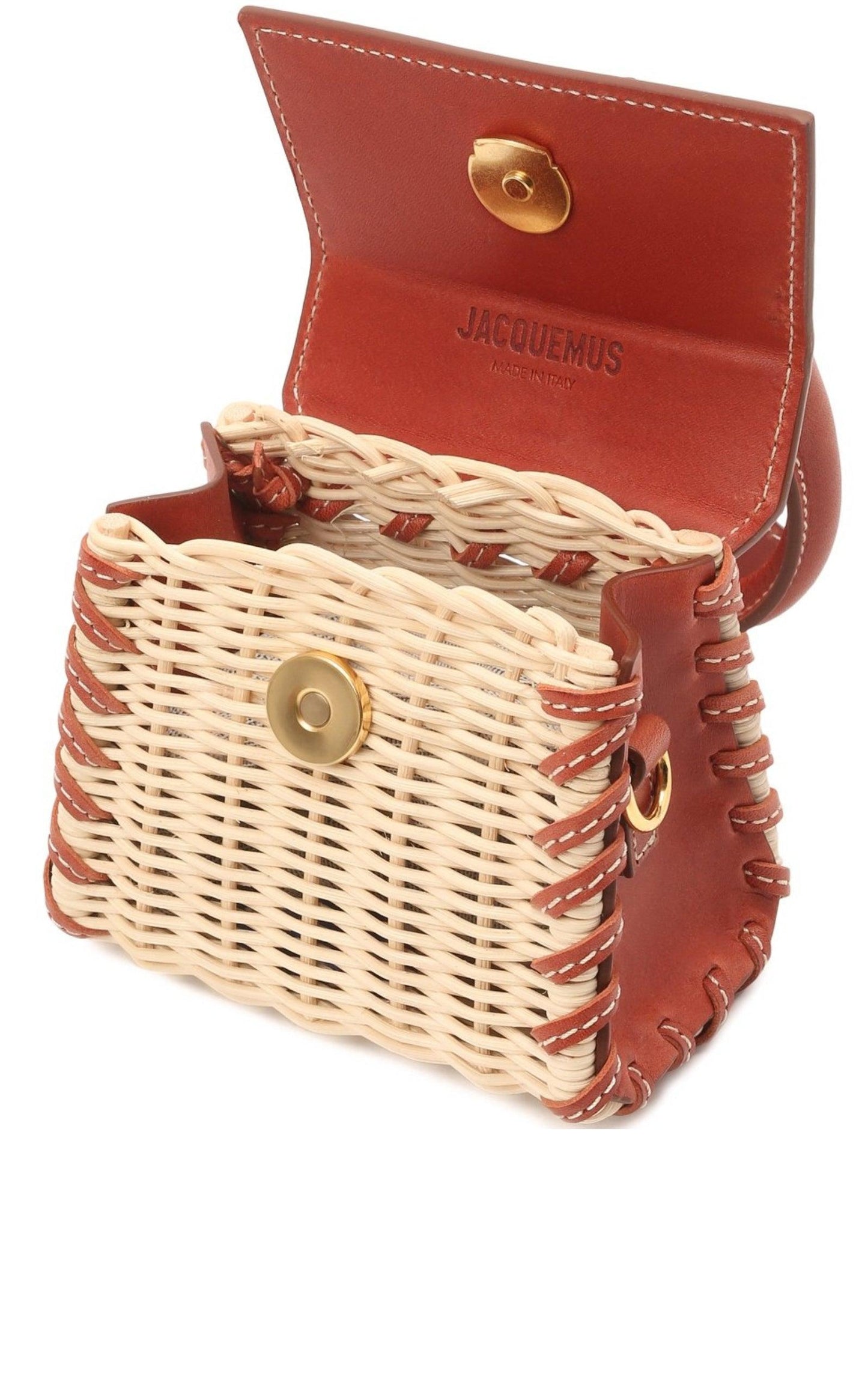 Leather and Rattan Chiquito Mini-Bag in Brown Jacquemus