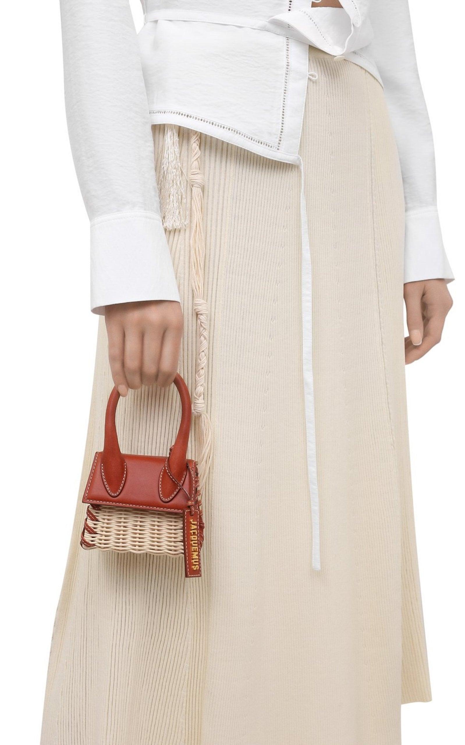 Leather and Rattan Chiquito Mini-Bag in Brown Jacquemus