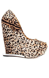 Leopard Print Leather Wedge L.A.M.B.