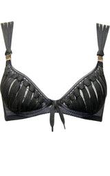 Black Shoelace Plunge Bra MADE BY NIKI