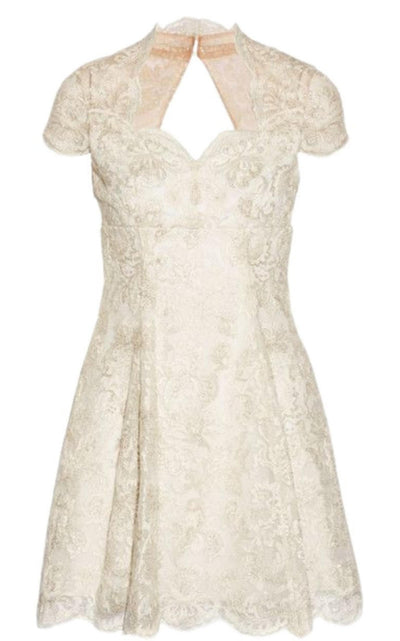 Metallic Lace Cap Sleeve Dress Marchesa Notte