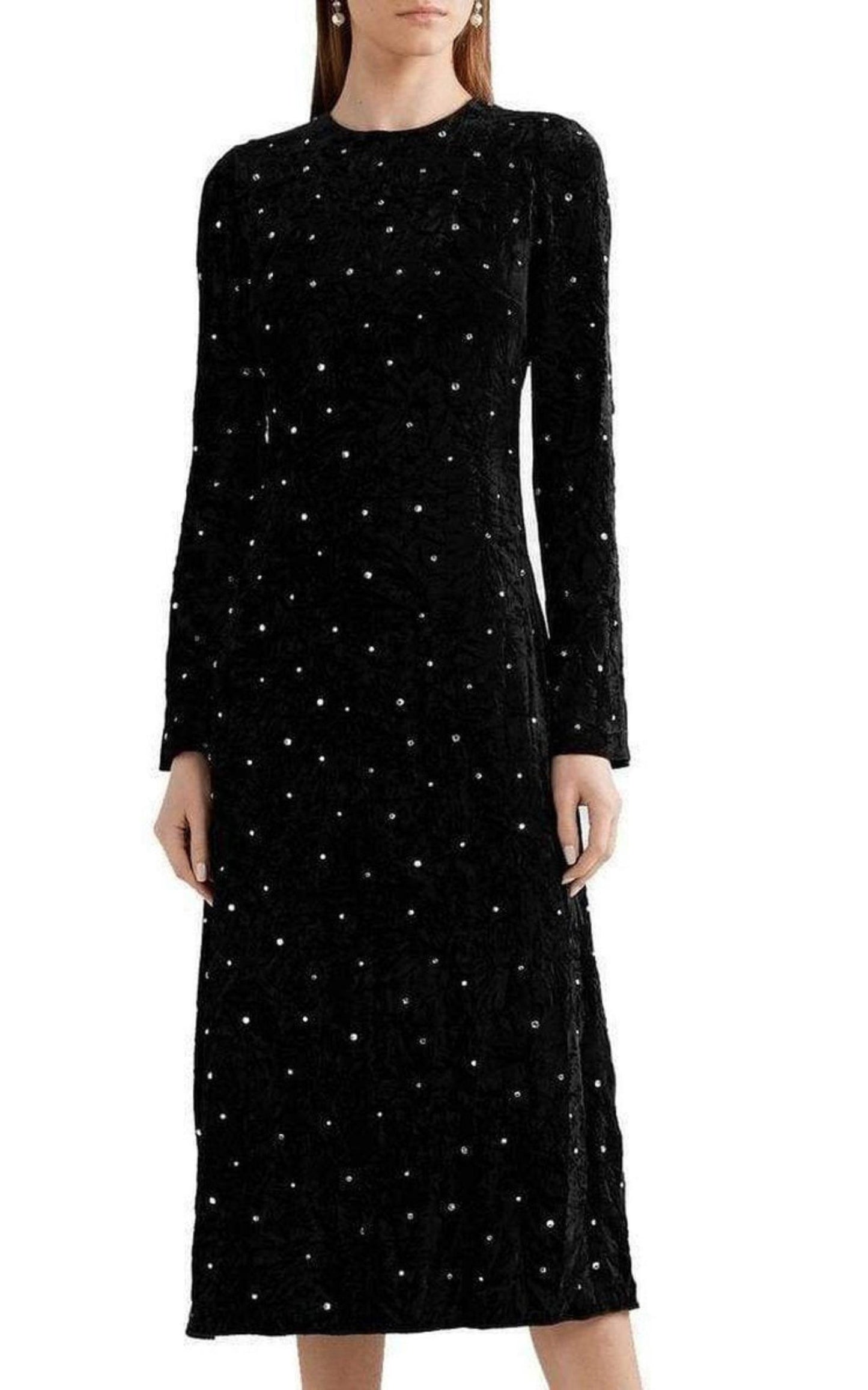 Open-Back Crystal-Embellished Crushed-Velvet Midi Dress Miu Miu