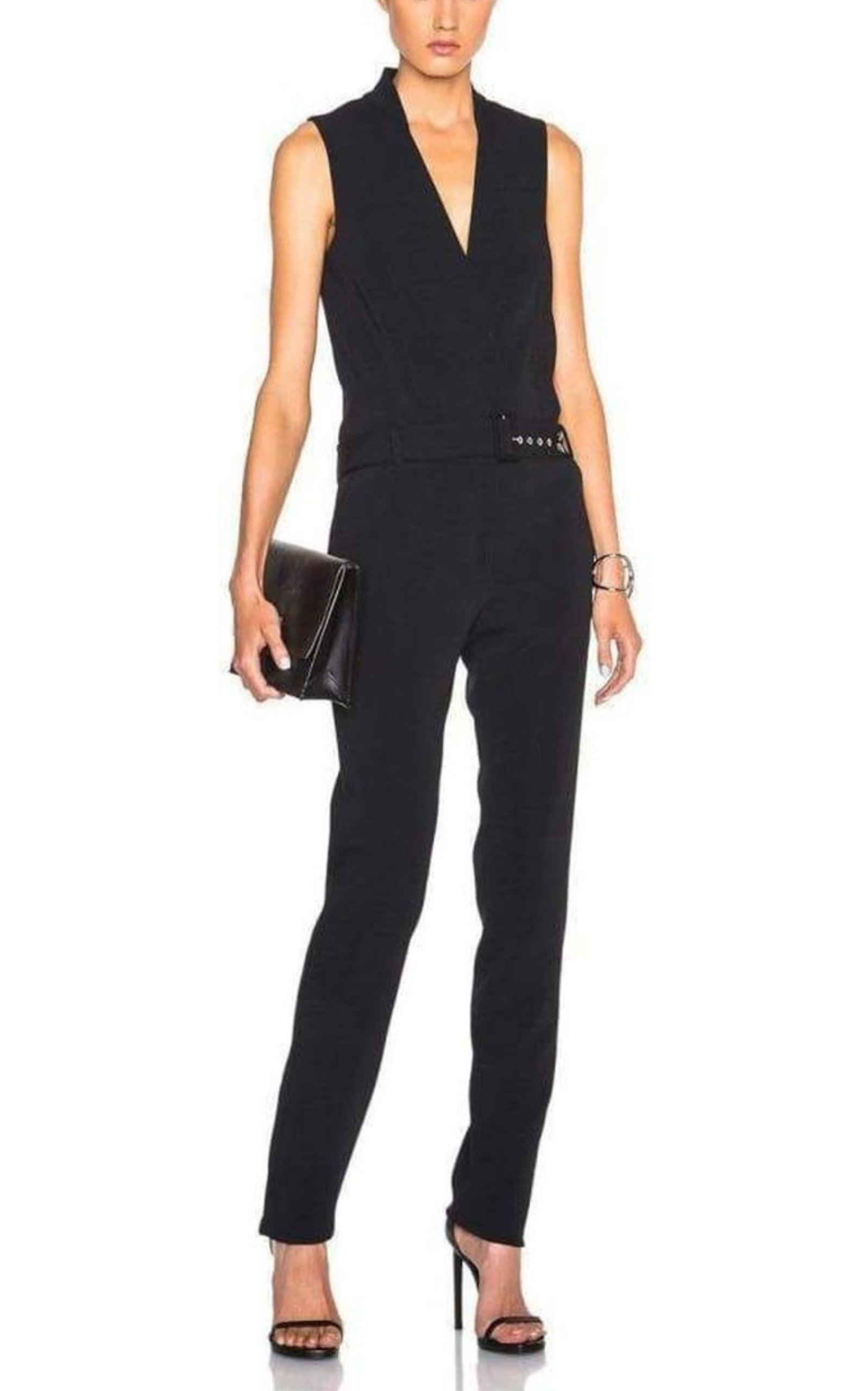 Sleeveless Stretch Crepe Jumpsuit Mugler