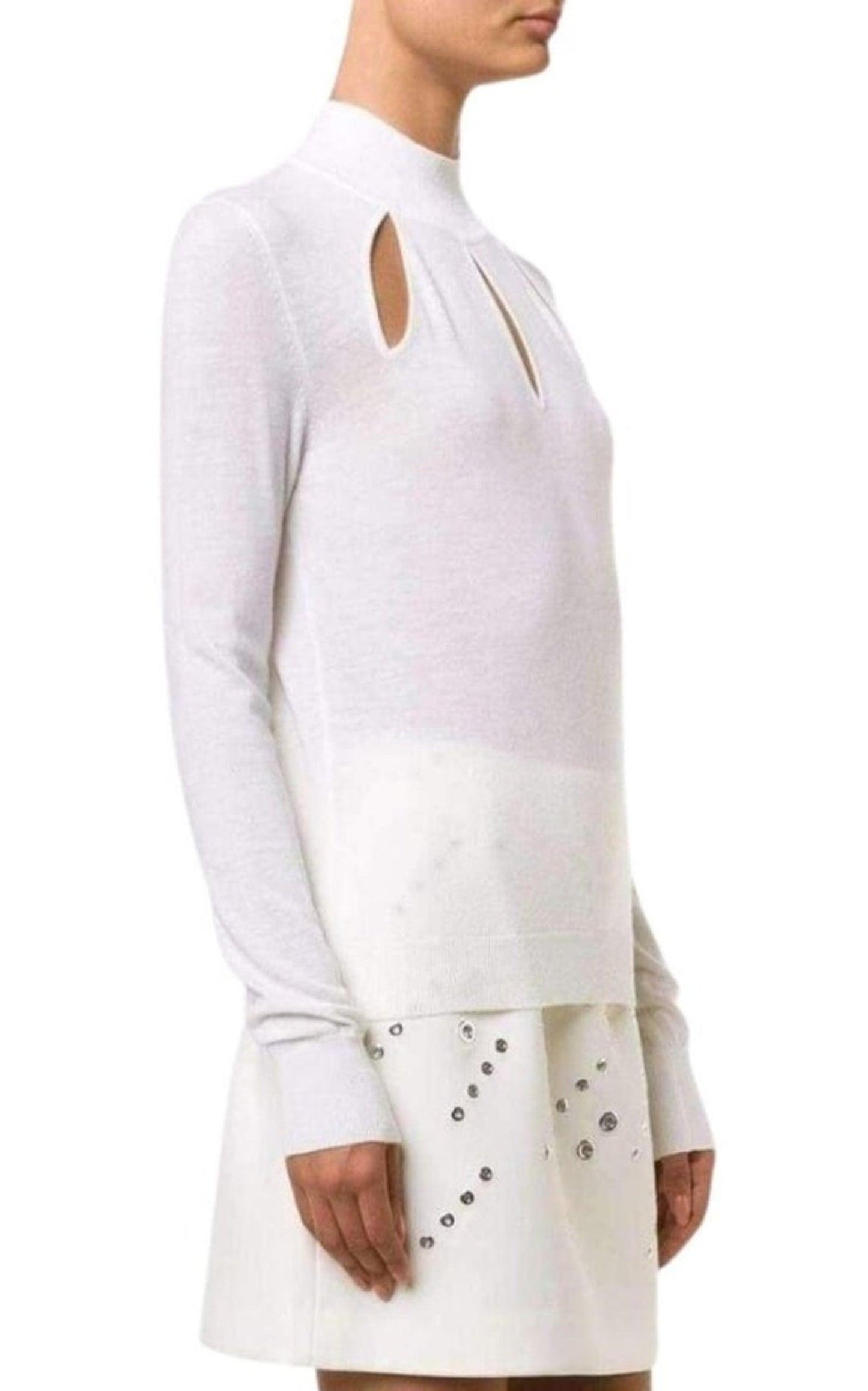 White Extra Fine Wool Cutout Detail Sweater Mugler