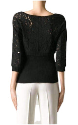 Black Wool Blend Lace Sweater Nina Ricci