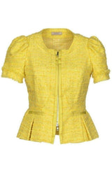 Yellow Tweed Cropped Blazer Jacket Nina Ricci