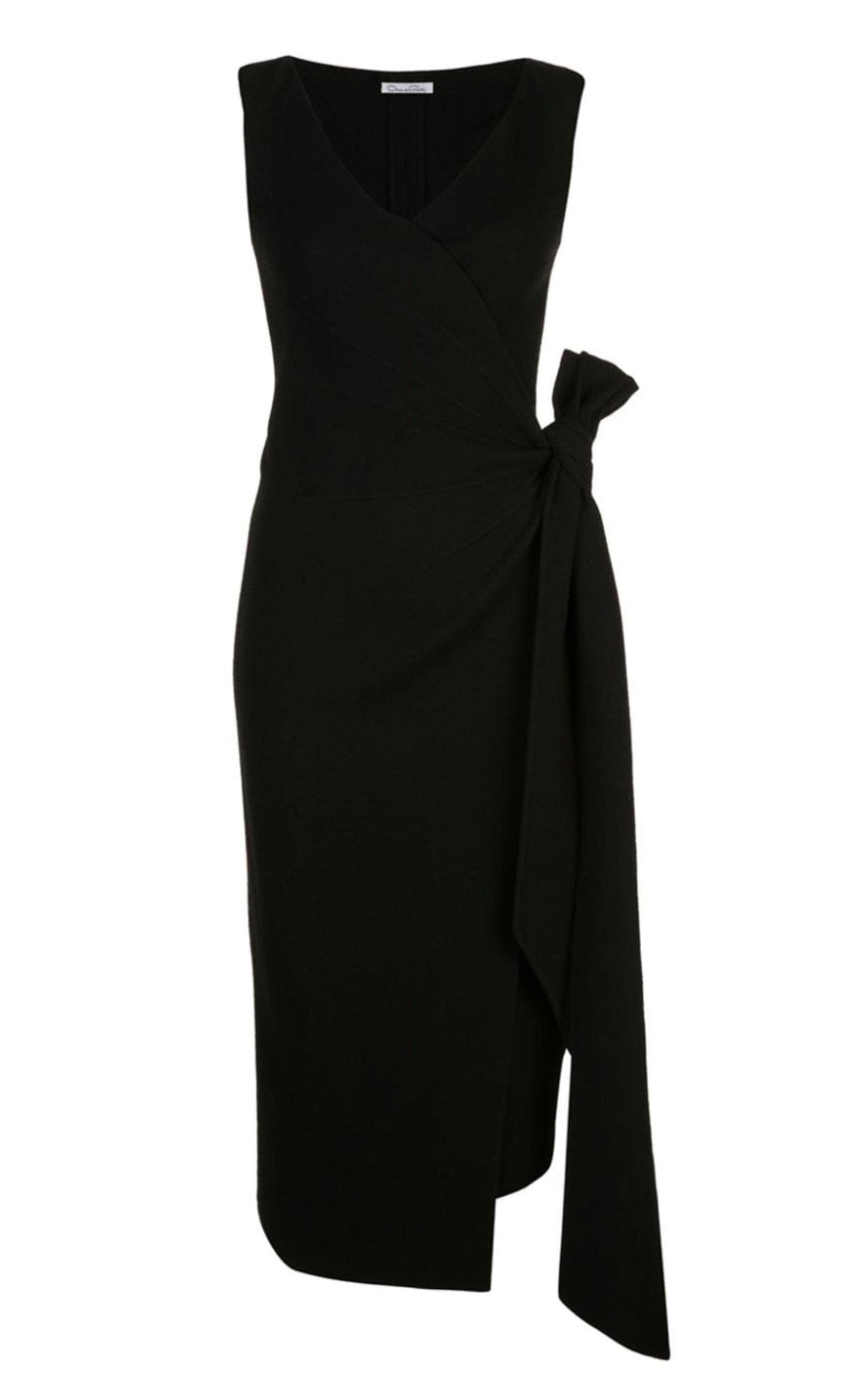 Oscar de la Renta Black Front Slit Cocktail Dress