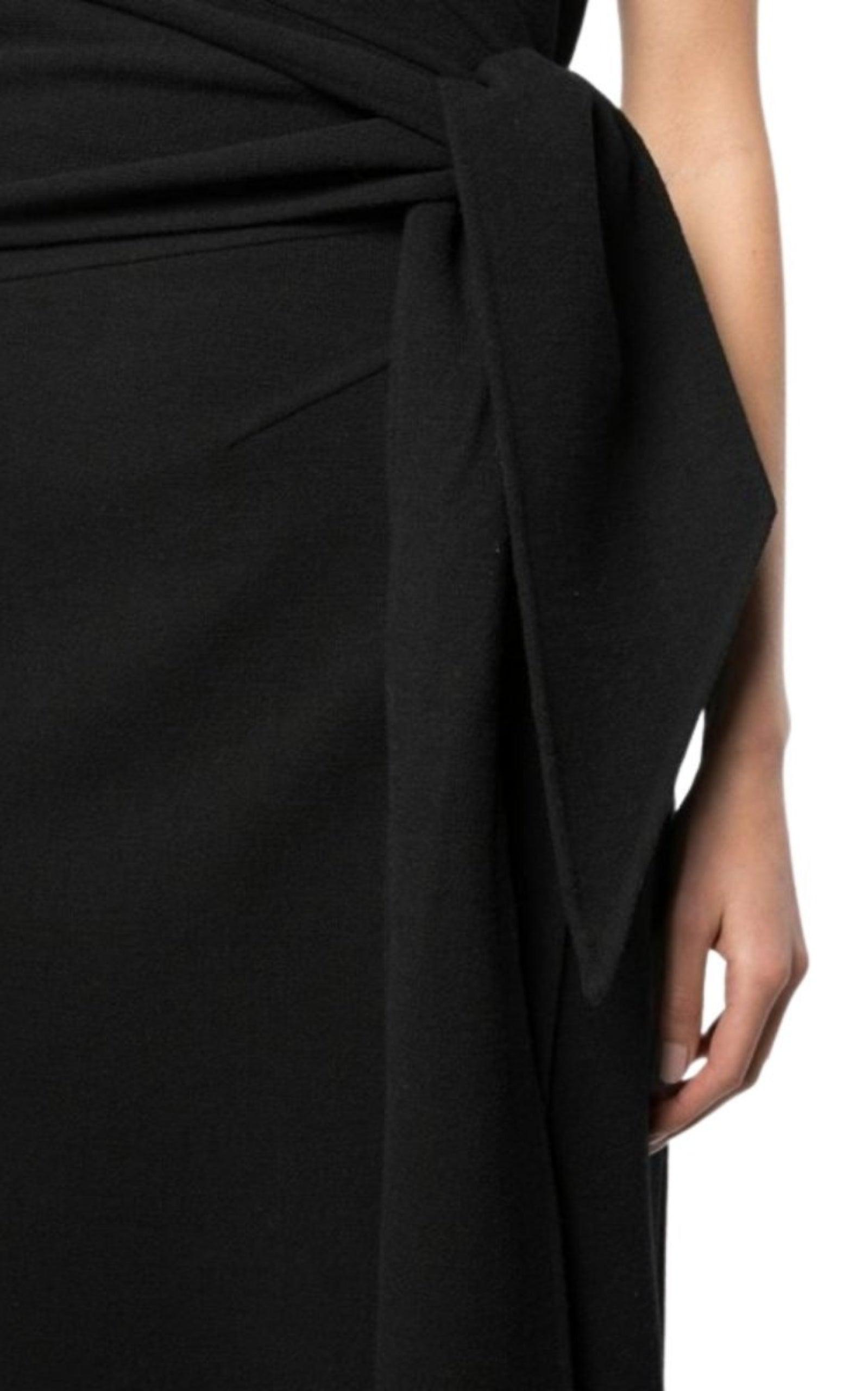 Oscar de la Renta Black Front Slit Cocktail Dress